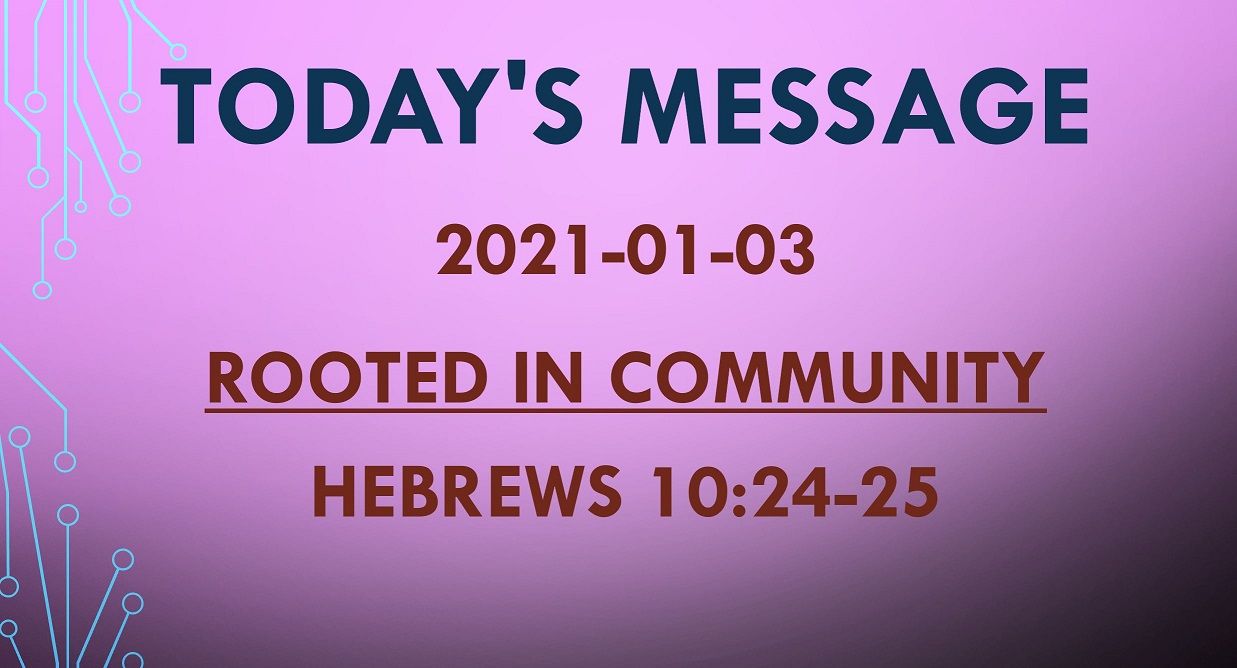 2021-01-03 – Hebrews 10:24-25 – Rooted in Community